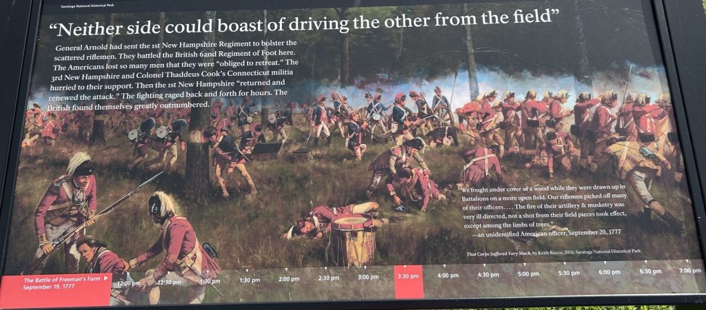 “NEITHER SIDE COULD BOAST OF DRIVING THE OTHER SIDE FROM THE FIELD” REVOLUTIONARY WAR MEMORIAL PANEL