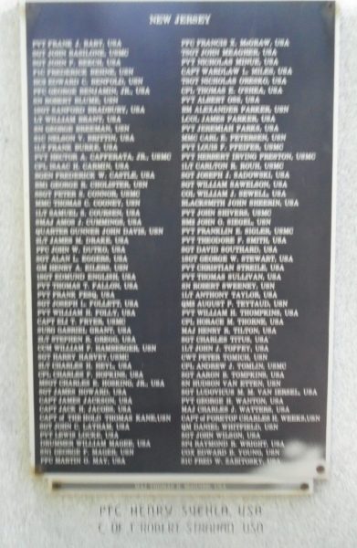 NEW JERSEY MEDAL OF HONOR WAR MEMORIAL PLAQUE