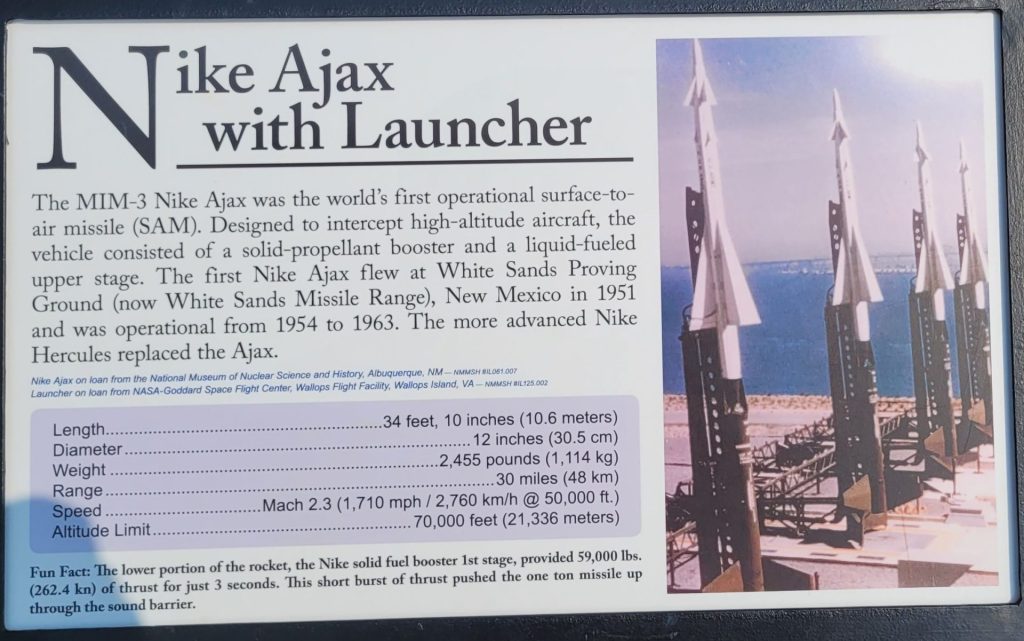 NIKE AJAX WITH LAUNCHER MEMORIAL PANEL