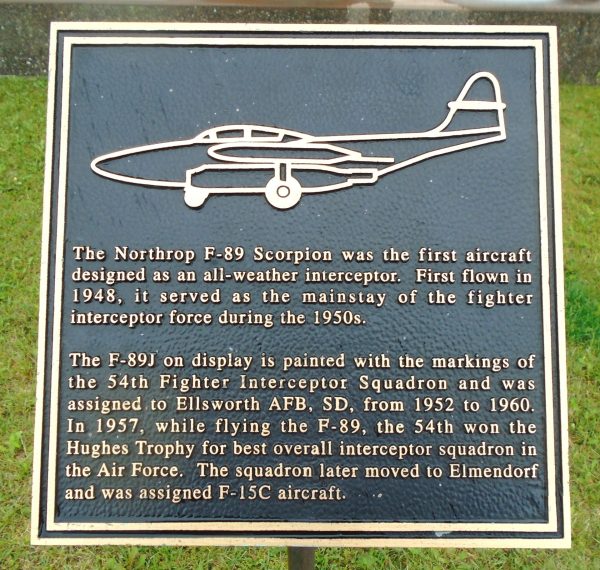 NORTHRUP F-89 SCORPION MEMORIAL AIRCRAFT PLAQUE