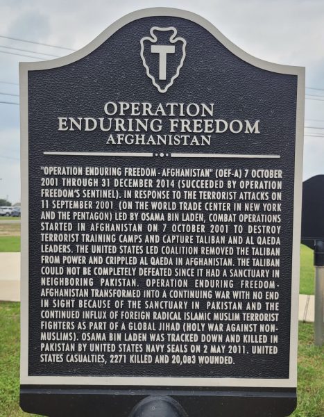 OPERATION ENDURING FREEDOM AFGHANISTAN WAR MEMORIAL MARKER