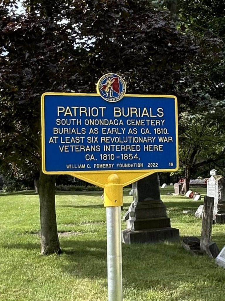PATRIOT BURIALS SOUTH ONONDAGA CEMETERY REVOLUTIONARY WAR MEMORIAL MARKER