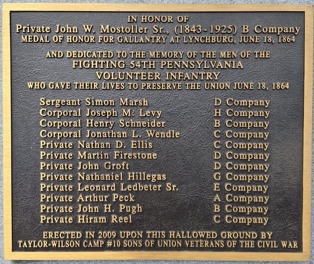 PRIVATE JOHN W. MOSTOLLER SR. MEDAL OF HONOR WAR MEMORIAL PLAQUE