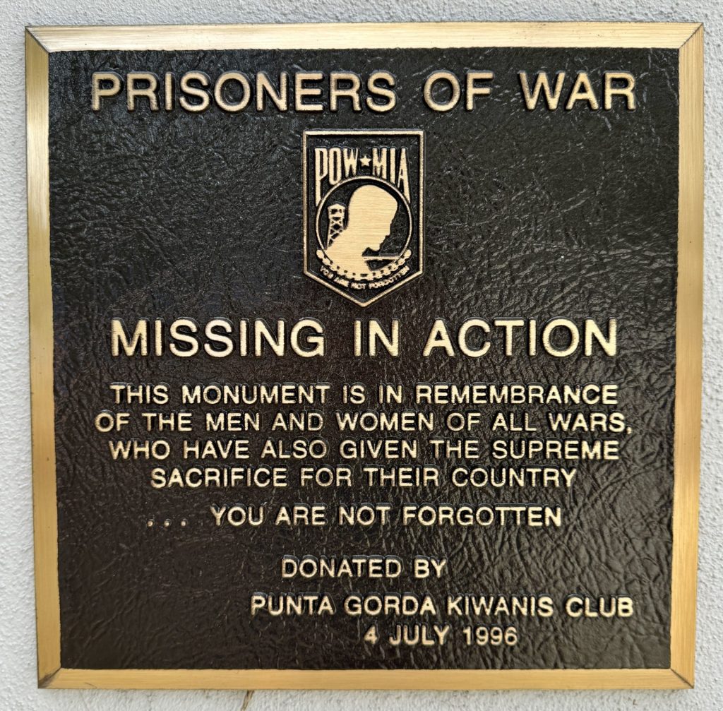 PUNTA GORDA VETERANS PARK PLAQUE B
