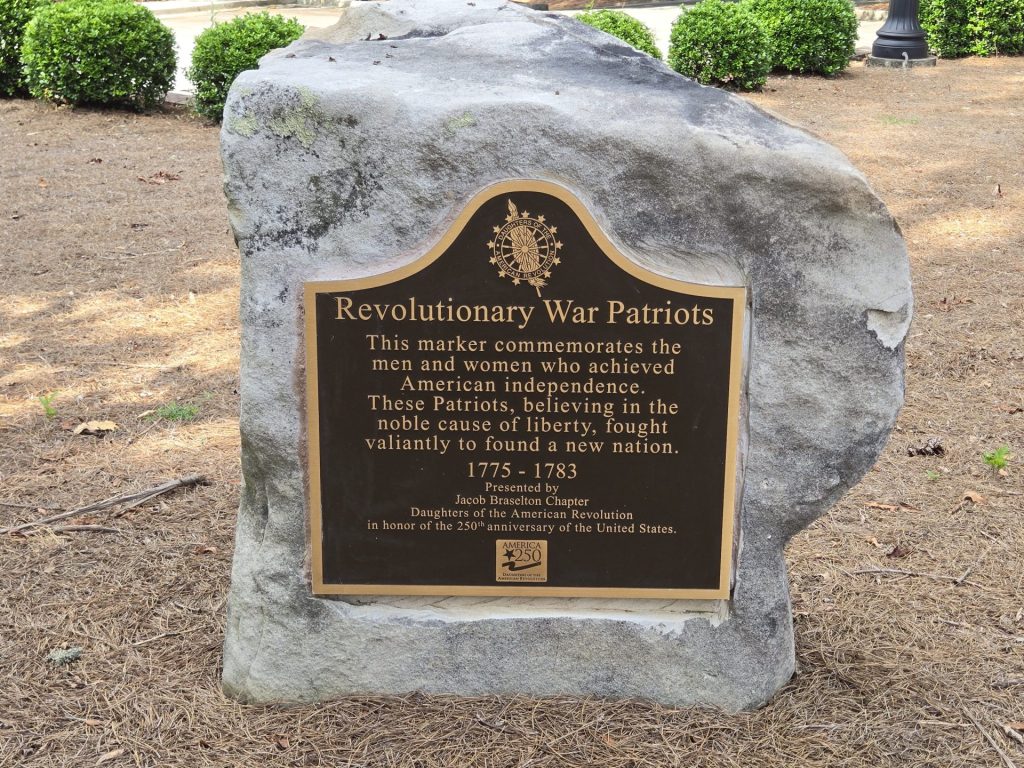 REVOLUTIONARY WAR PATRIOTS MEMORIAL MARKER BRASELTON