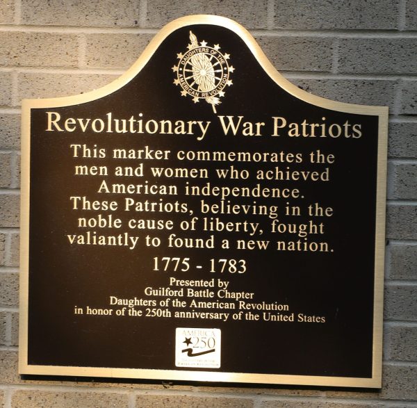 REVOLUTIONARY WAR PATRIOTS MEMORIAL MARKER GREENSBORO