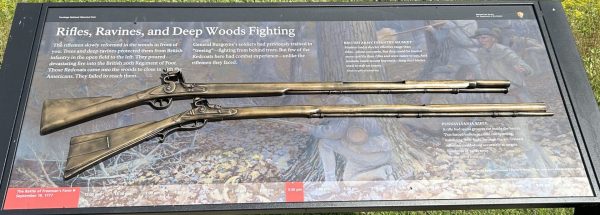 RIFLES, RAVINES, AND DEEP WOODS FIGHTING REVOLUTIONARY WAR MEMORIAL PANEL