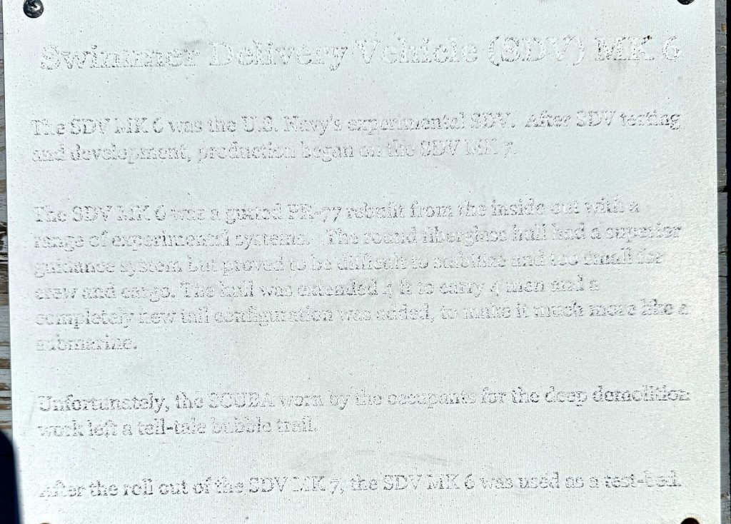 SWIMMER DELIVERY VEHICLE (SDV) MK 6 MEMORIAL PLAQUE