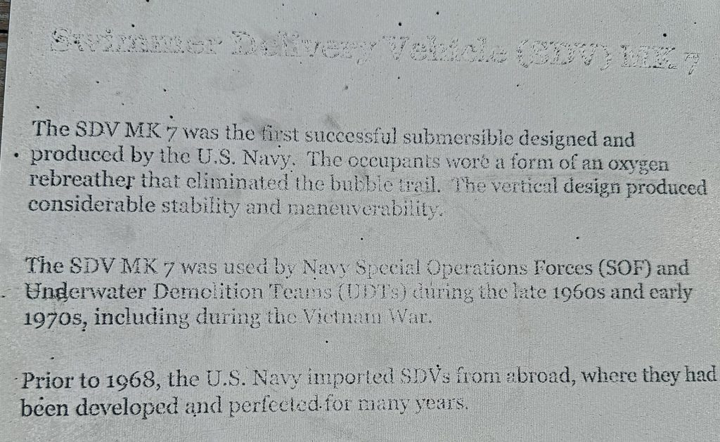 SWIMMER DELIVERY VEHICLE (SDV) MK 7 MEMORIAL PLAQUE