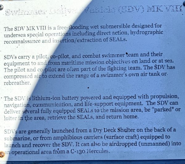 SWIMMER DELIVERY VEHICLE (SDV) MK VIII MEMORIAL PLAQUE