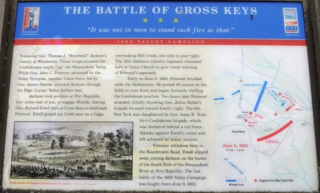 THE BATTLE OF CROSS KEYS WAR MEMORIAL PANEL