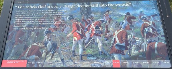 “THE REBELS FLED AT EVERY CHARGE DEEPER STILL INTO THE WOODS” REVOLUTIONARY WAR MEMORIAL PANEL