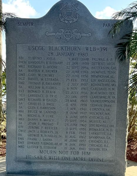 USCGC BLACKTHORN WLB-391 MEMORIAL PLAQUE