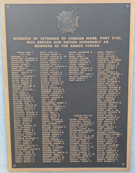 VFW POST 6150 WAR MEMORIAL PLAQUE