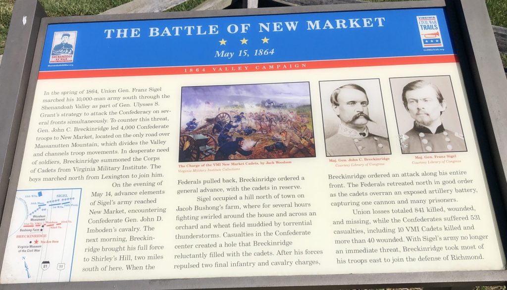 THE BATTLE OF NEW MARKET VALLEY CAMPAIGN WAR MEMORIAL PANEL