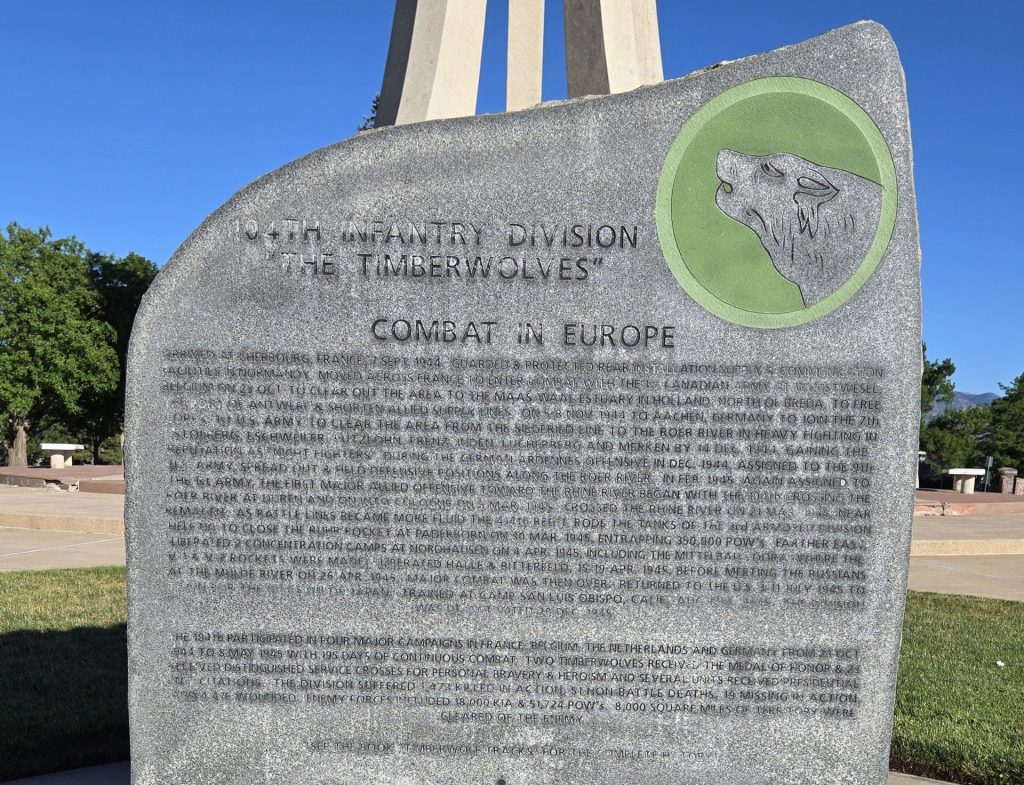 104TH INFANTRY DIVISION THE TIMBERWOLVEDS WAR MEMORIAL BACK