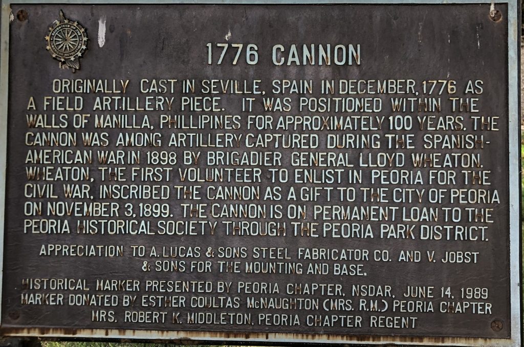1776 CANNON WAR MEMORIAL PLAQUE
