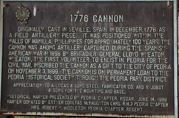 1776 CANNON WAR MEMORIAL PLAQUE