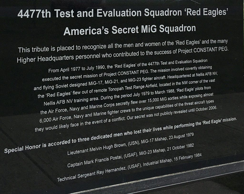 4477TH TEST AND EVALUATION SQUADRON ‘RED EAGLES’ MEMORIAL CLOSE-UP
