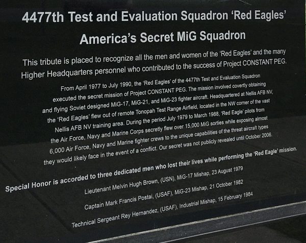 4477TH TEST AND EVALUATION SQUADRON ‘RED EAGLES’ MEMORIAL CLOSE-UP