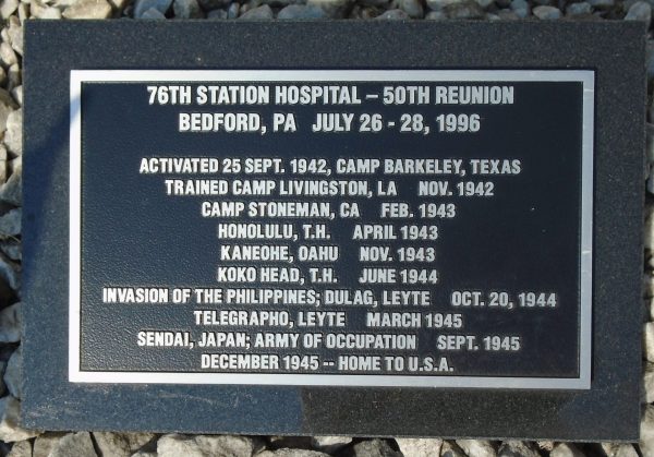 76TH STATION HOSPITAL-50TH REUNION WAR MEMORIAL PLAQUES