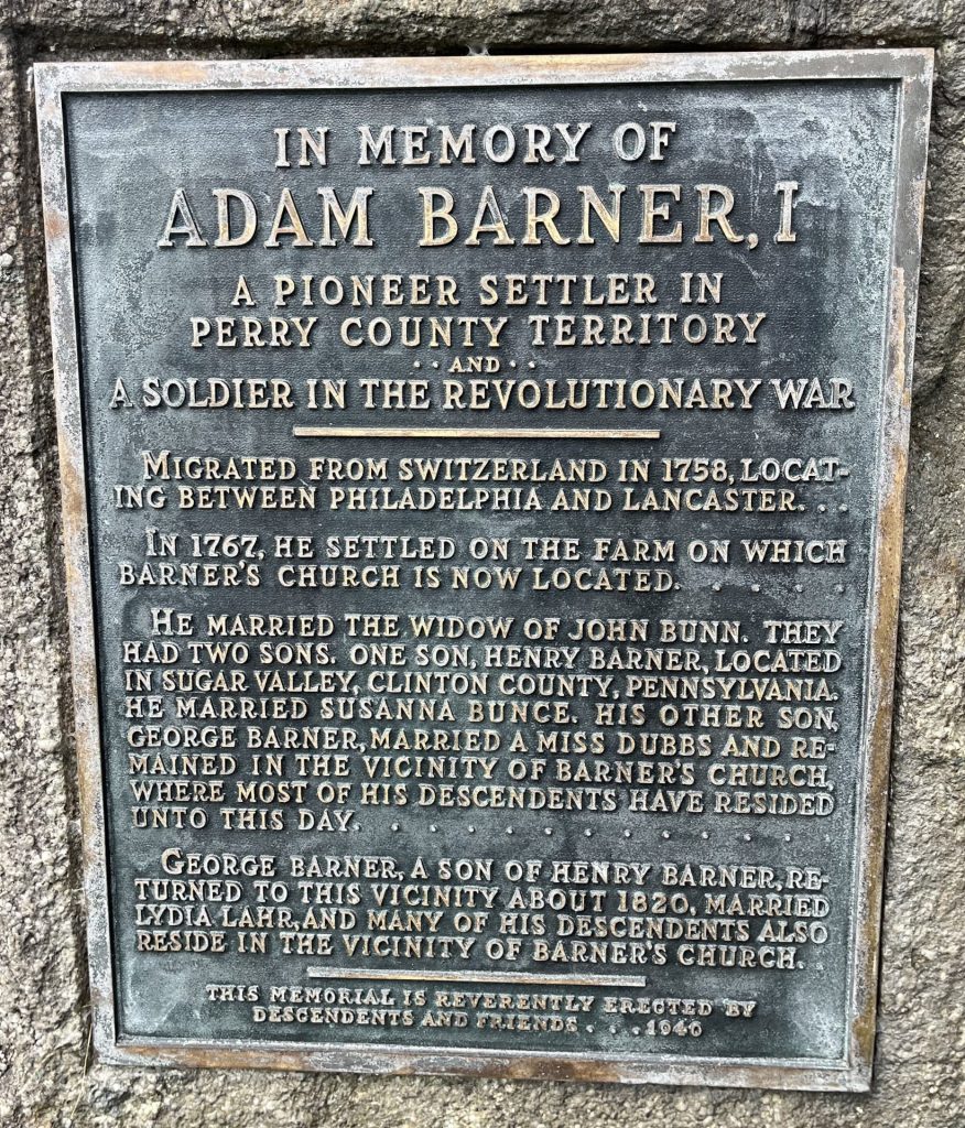 ADAM BARNER REVOLUTIONARY WAR SOLDIER MEMORIAL PLAQUE