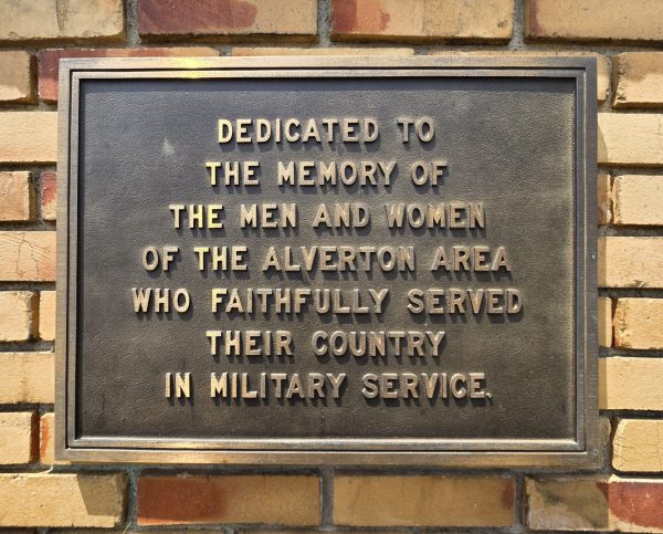 ALVERTON AREA VETERANS MEMORIAL PLAQUE