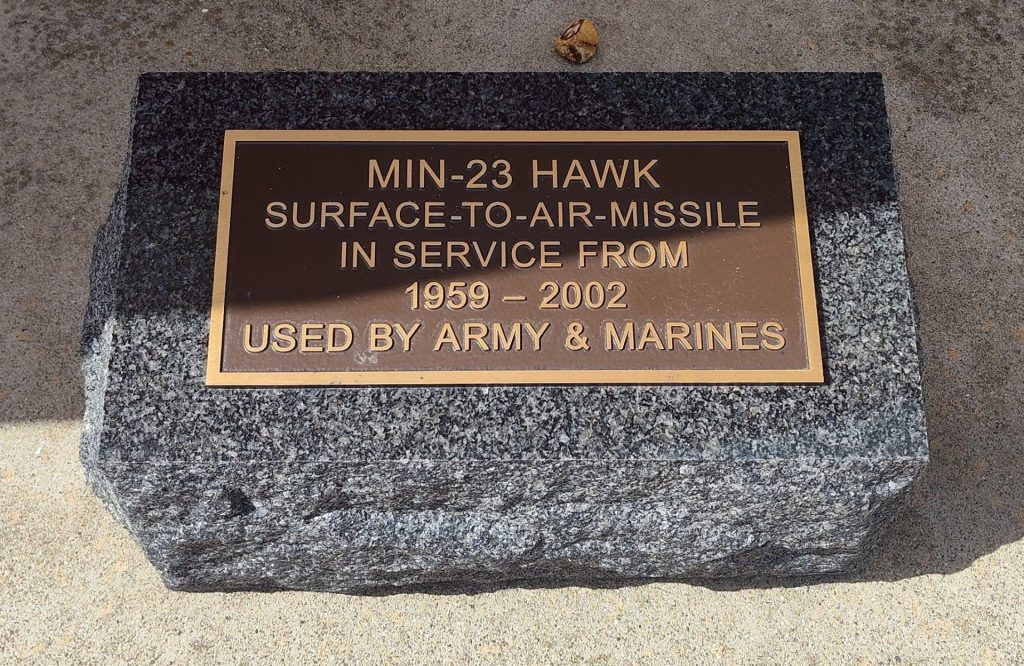 AMERICAN LEGION POST 353 MIN-23 HAWK MISSILE MEMORIAL PLAQUE
