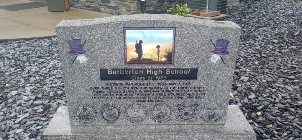 BARBERTON HIGH SCHOOL CLASS OF 1965 VIETNAM WAR MEMORIAL FRONT