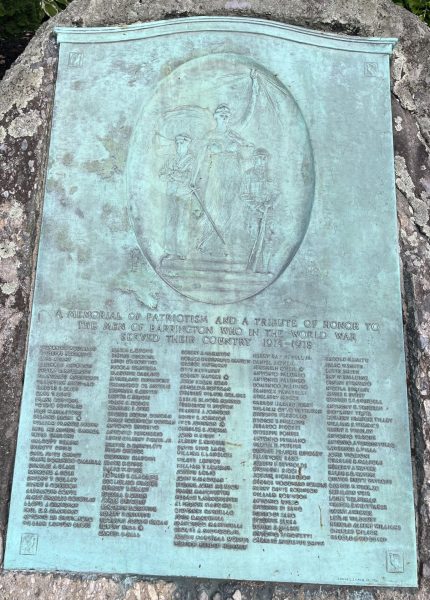 BARRINGTON WORLD WAR MEMORIAL PLAQUE