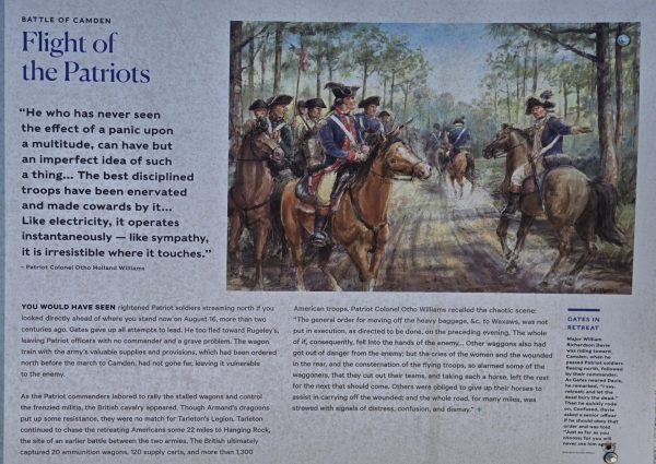 BATTLE OF CAMDEN FLIGHT OF THE PATRIOTS REVOLUTIONARY WAR MEMORIAL PLAQUE