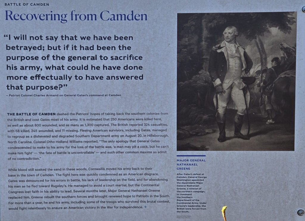 BATTLE OF CAMDEN RECOVERING FROM CAMDEN REVOLUTIONARY WAR MEMORIAL PLAQUE