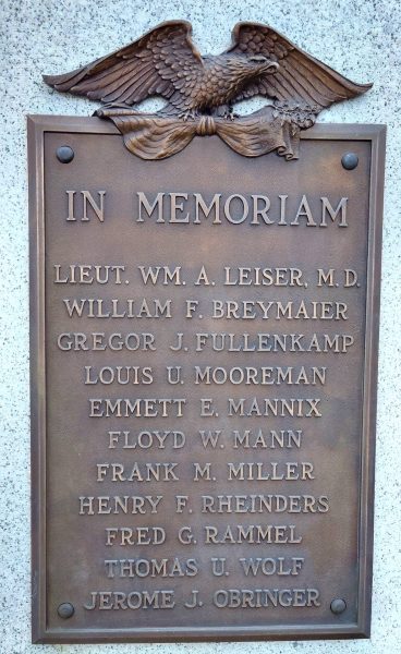 CITIZENS OF FORT RECOVERY WORLD WAR MEMORIAL ARCH PLAQUE B