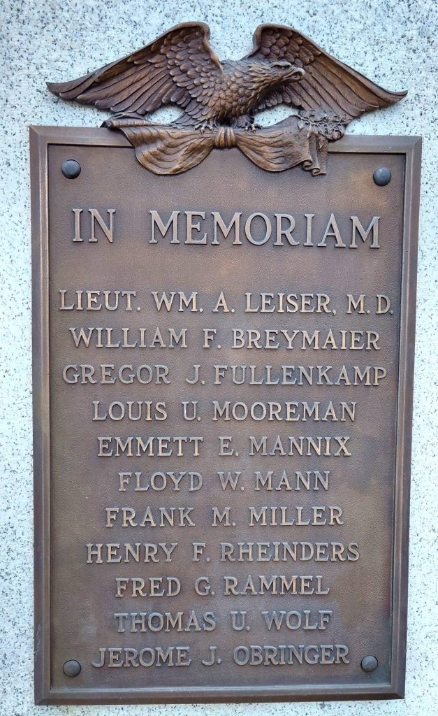 CITIZENS OF FORT RECOVERY WORLD WAR MEMORIAL ARCH PLAQUE B