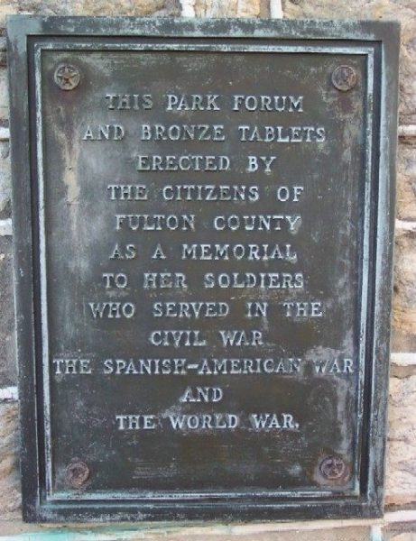 CITIZENS OF FULTON COUNTY WAR VETERANS MEMORIAL PLAQUE A