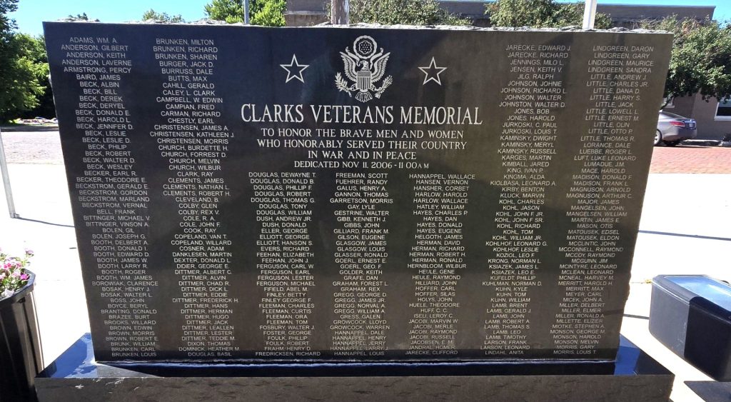 CLARKS VETERANS MEMORIAL FRONT