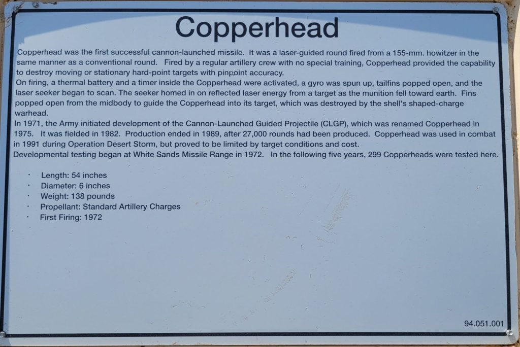 COPPERHEAD MISSILE MEMORIAL PLAQUE