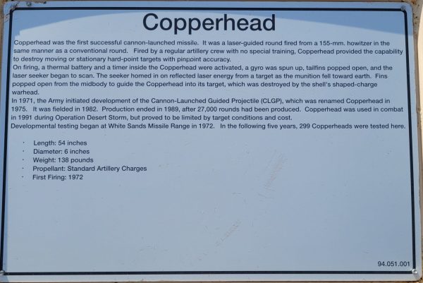 COPPERHEAD MISSILE MEMORIAL PLAQUE