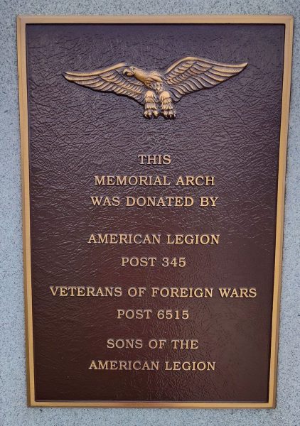 FORT RECOVERY WAR VETERANS MEMORIAL ARCH PLAQUE B