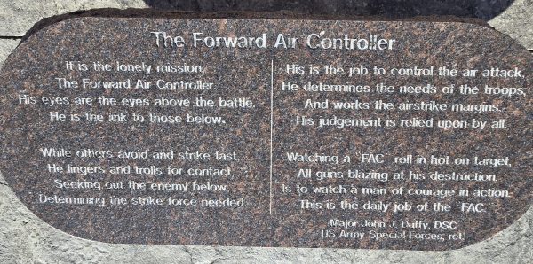 FORWARD AIR CONTROLLERS WAR MEMORIAL STONE C