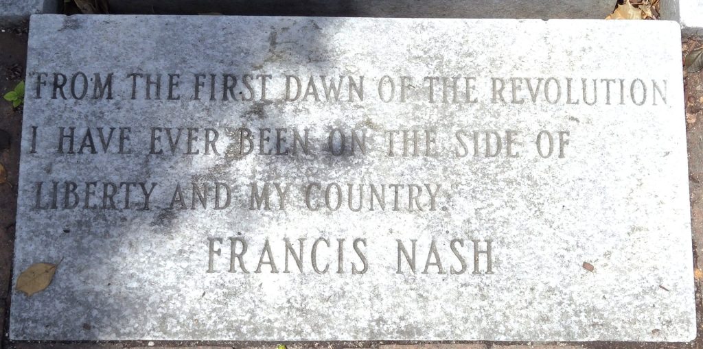 FRANCIS NASH REVOLUTIONARY WAR MEMORIAL STONE D