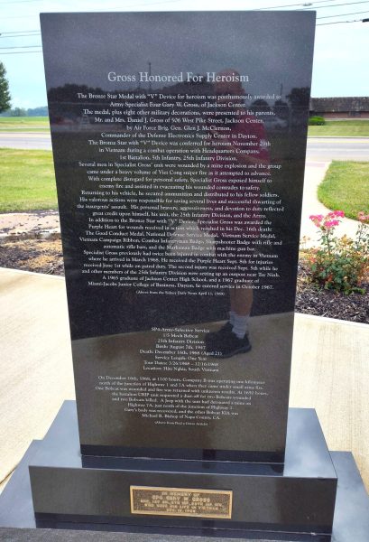 GARY WAYNE GROSS WAR MEMORIAL STONE BACK