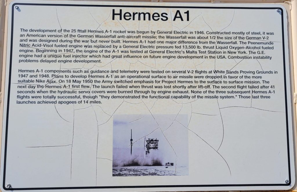 HERMES A1 ROCKET MEMORIAL PLAQUE
