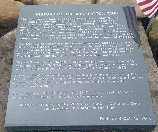 HISTORY OF THE M60 PATTON TANK MEMORIAL STONE
