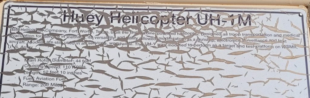 HUEY HELICOPTER UH-1M WAR MEMORIAL PLAQUE