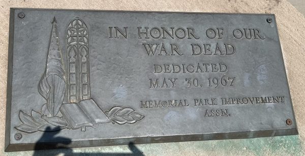IN HONOR OF OUR WAR DEAD MEMORIAL FLAGPOLE PLAQUE