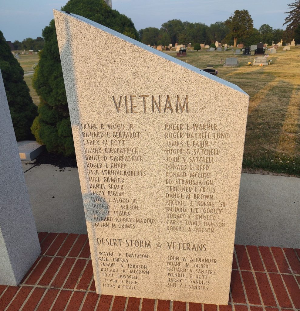 IN MEMORY OF ALL WHO SERVED DEDICATED TO POW’S & MIA’S WAR MEMORIAL STONE F