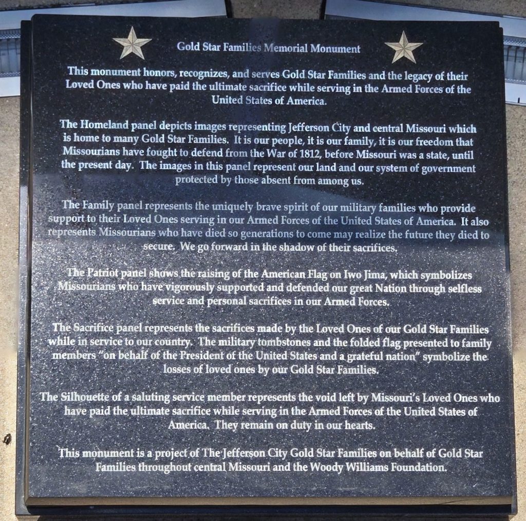 JEFFERSON CITY GOLD STAR FAMILIES MEMORIAL MONUMENT STONE A
