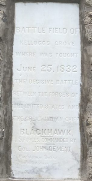 KELLOGGS GROVE BATTLEFIELD MEMORIAL STONE A