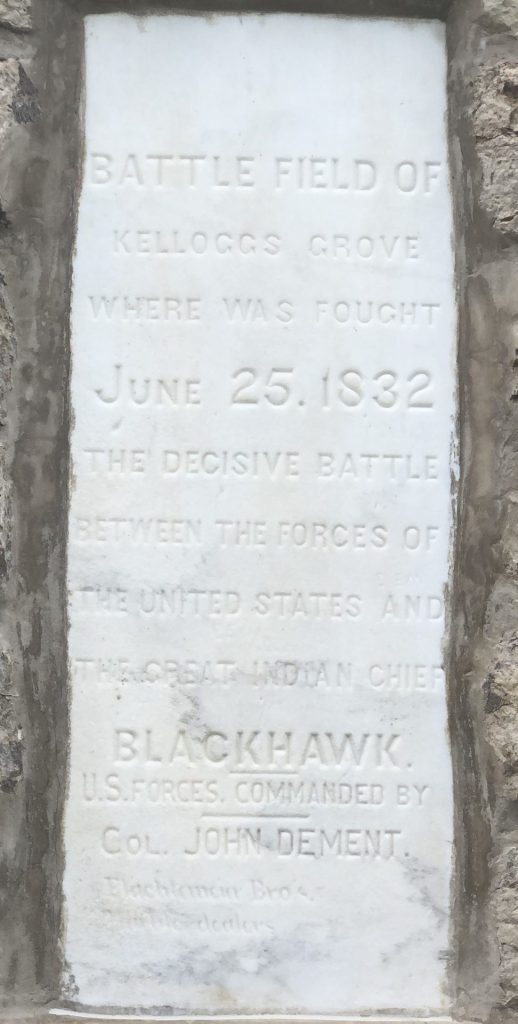 KELLOGGS GROVE BATTLEFIELD MEMORIAL STONE A